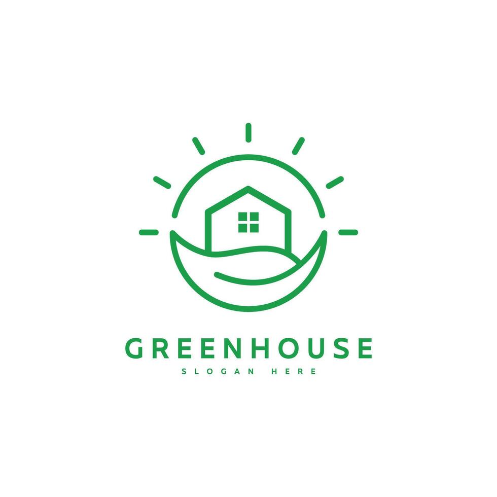 Green house logo template design vector