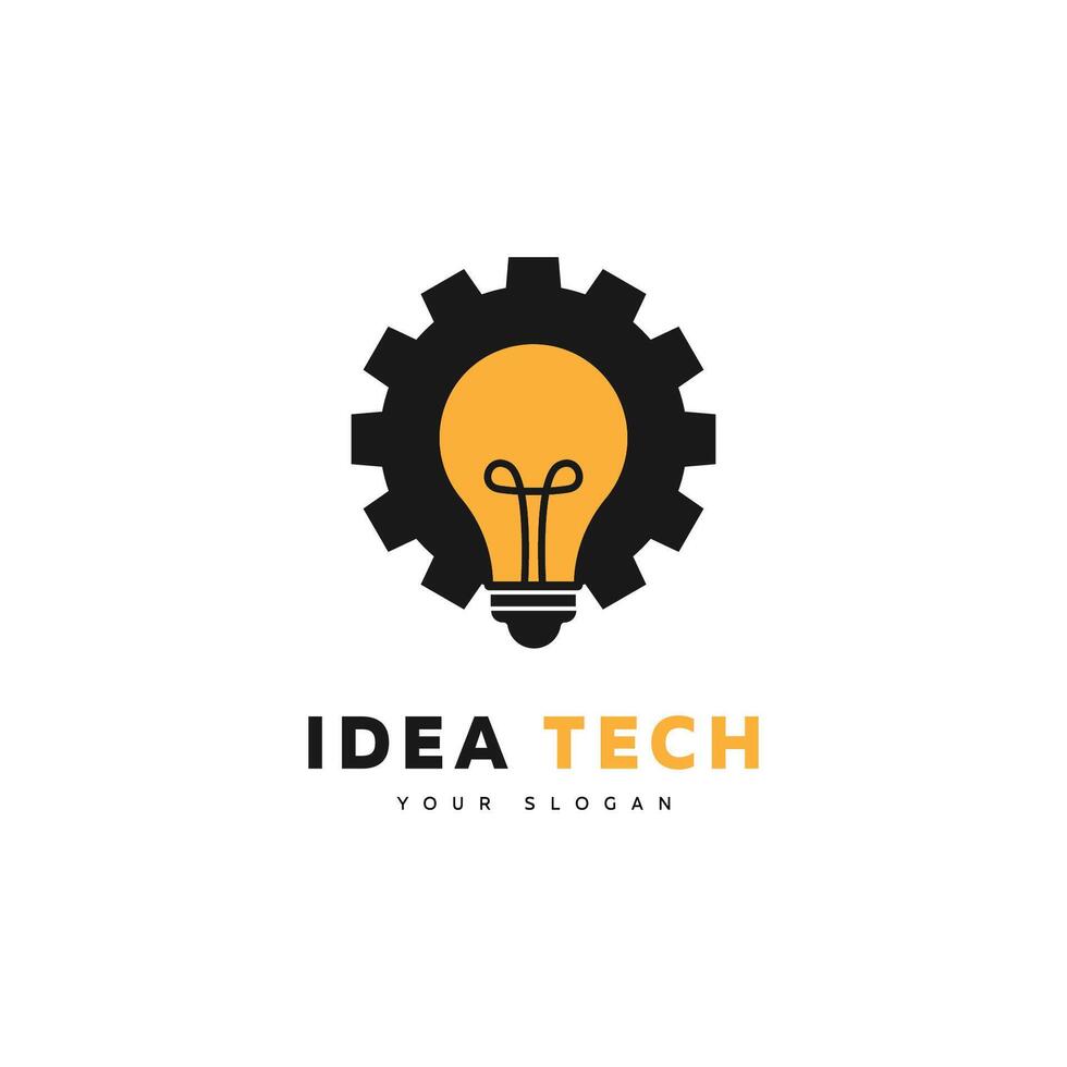 idea technology with mechanical lamp logo vector