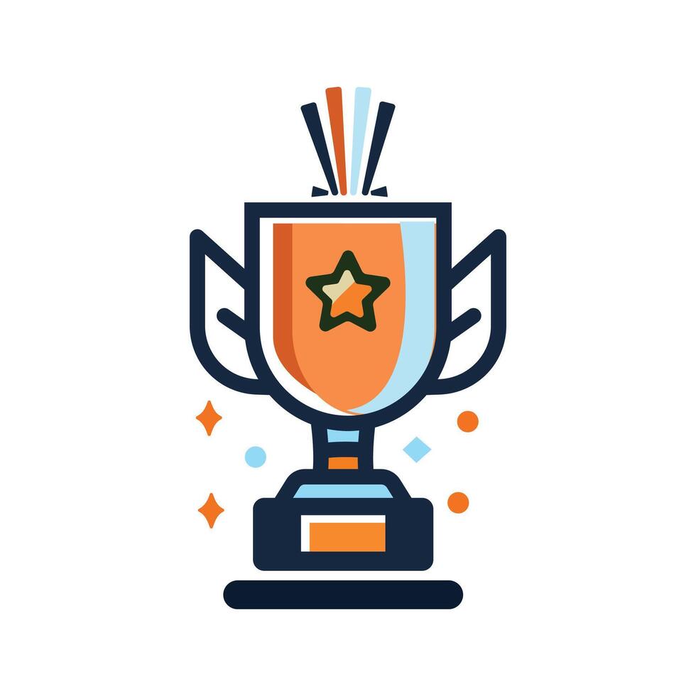 Trophy or Champion Cup flat illustration isolated on a white background. Trophy sign vector