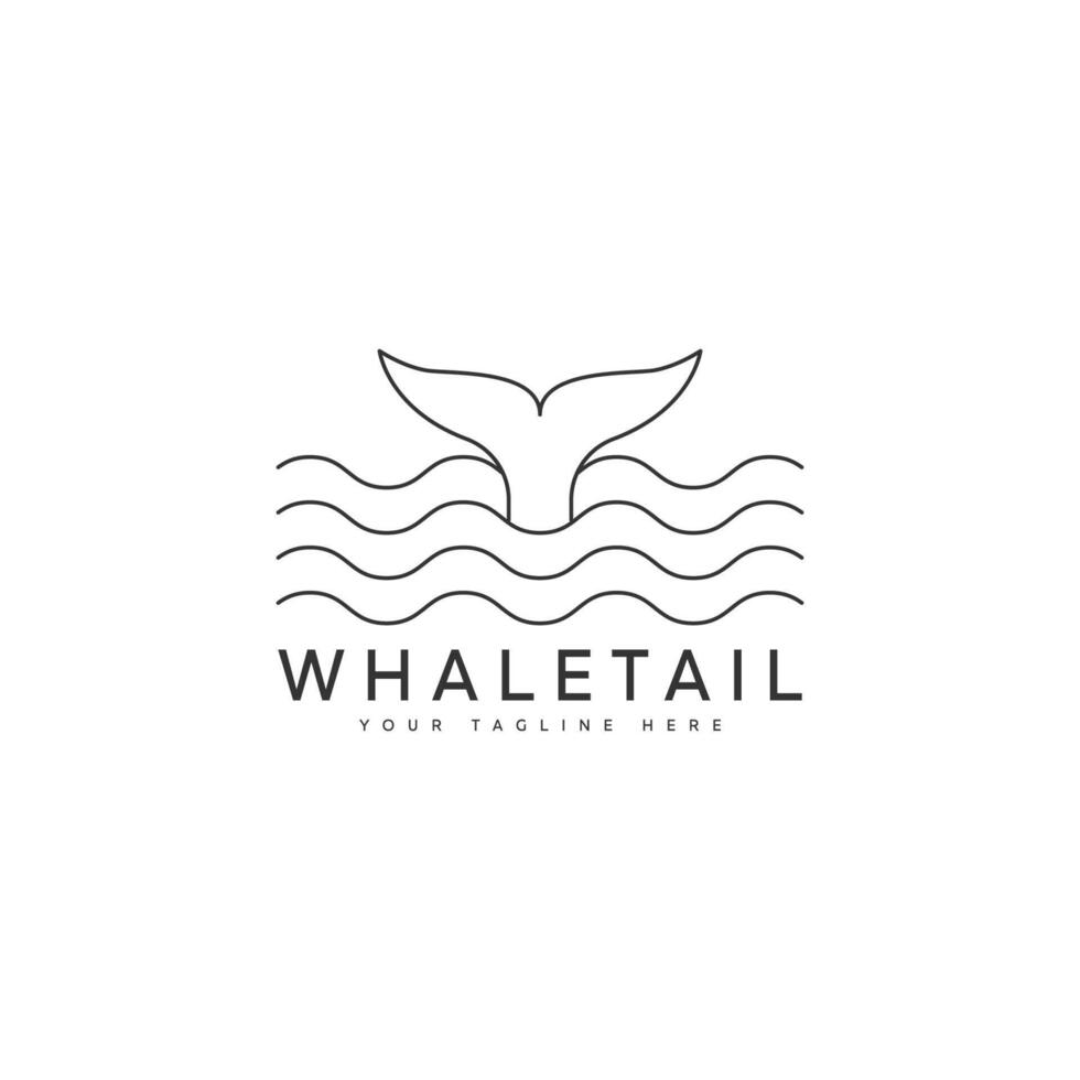 whaletail logo outline style vector