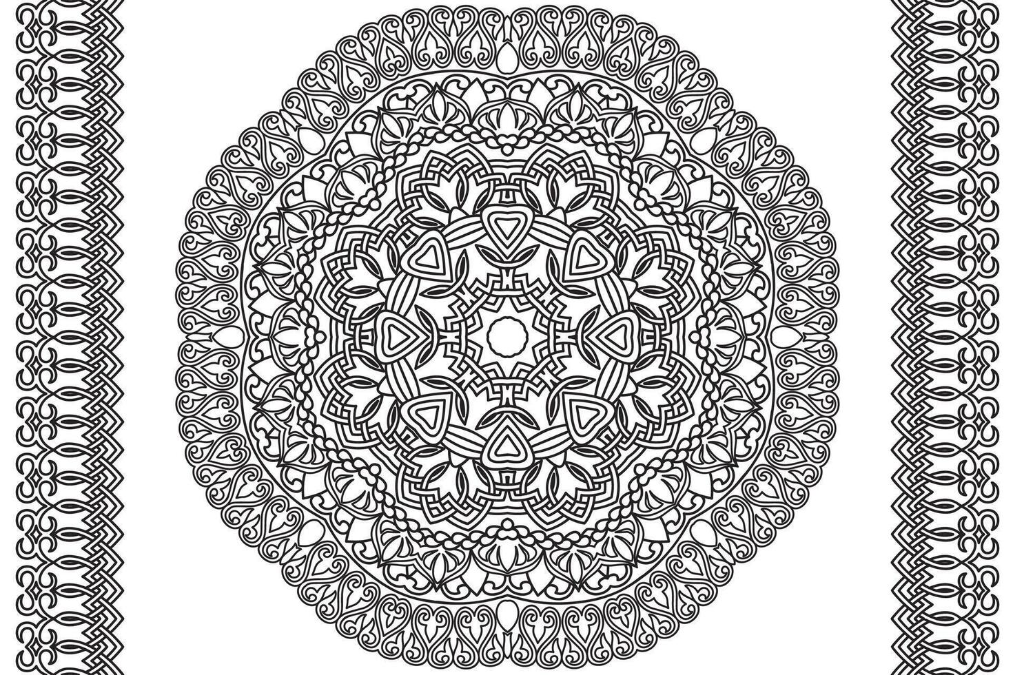 Mandala Coloring relaxation and meditation page for kids and adults. Circular pattern mandala. Decorative Oriental and Arabic ornament ethnic style. Line art drawing coloring page vector