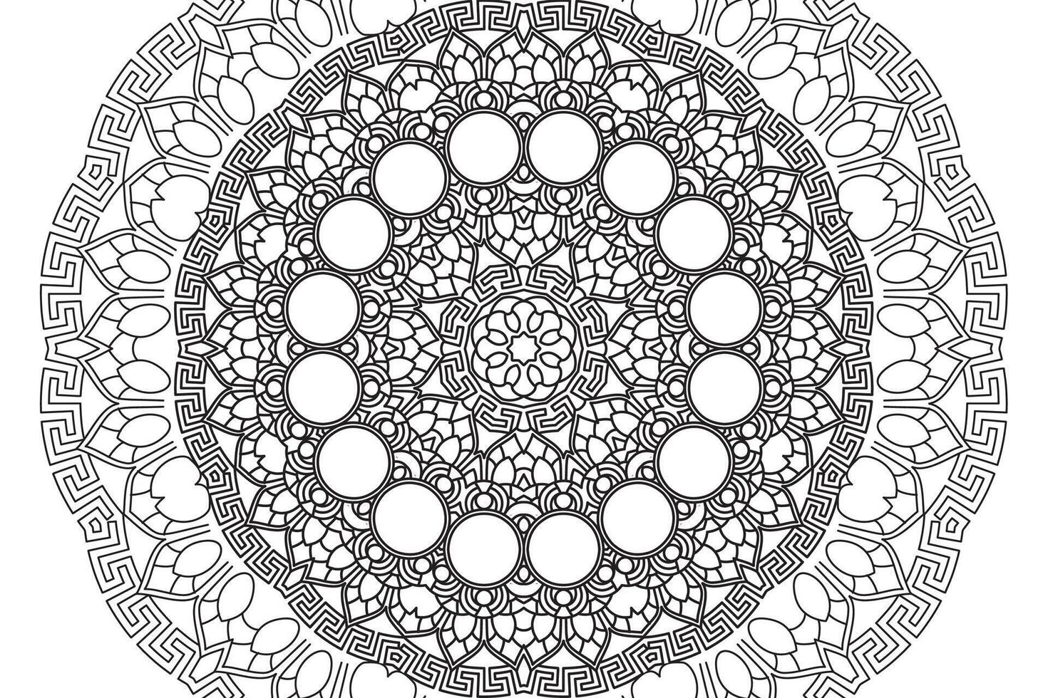 mandala colorante relajación y meditación página para niños y adultos circular modelo mándala decorativo oriental y Arábica ornamento étnico estilo. línea Arte dibujo colorante página vector