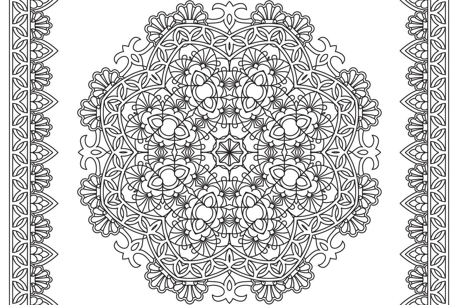 mandala colorante relajación y meditación página para niños y adultos circular modelo mándala decorativo oriental y Arábica ornamento étnico estilo. línea Arte dibujo colorante página vector