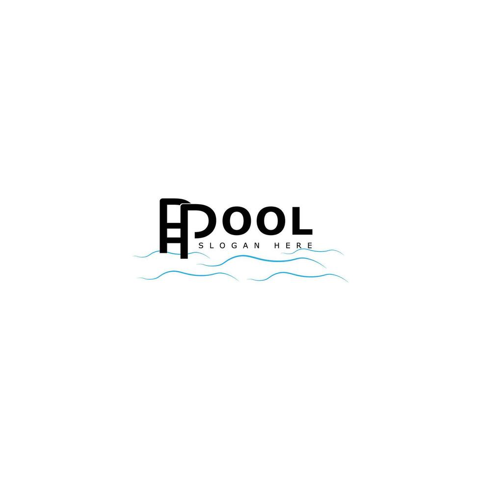 swimming pool ladder logo design vector