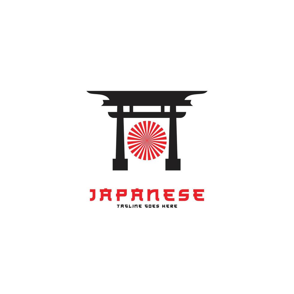 torii logo with sun background vector