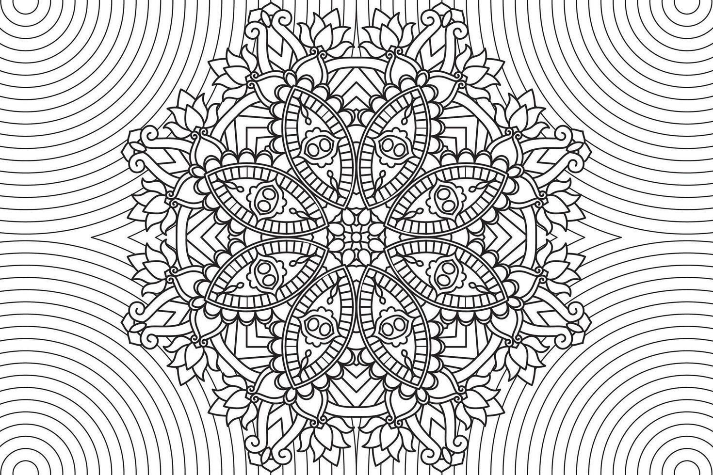 Mandala Coloring relaxation and meditation page for kids and adults. Circular pattern mandala. Decorative Oriental and Arabic ornament ethnic style. Line art drawing coloring page vector