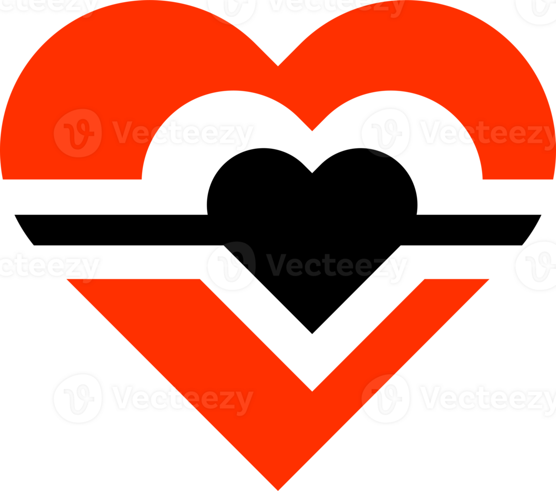 Abstract red and black heart icon png