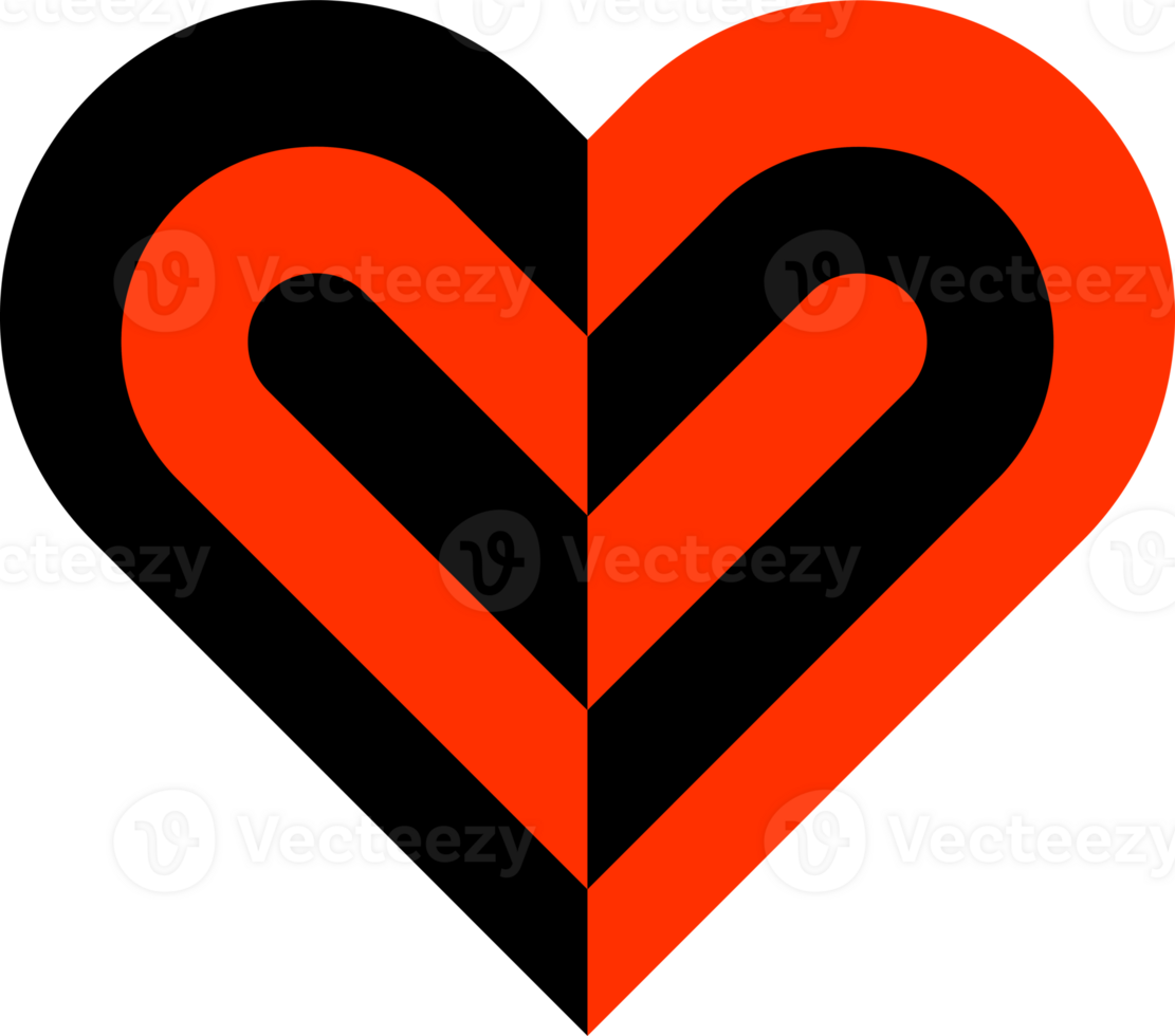 Abstract red and black heart icon png