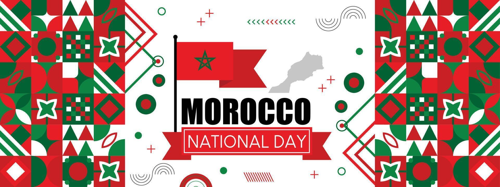 Morocco Flag and map .National or Independence day design for Moroccan flag. Modern retro red green star Arab Islamic traditional abstract icons. illustration. vector