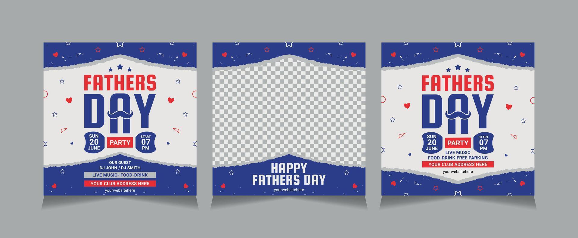 Father's day social media post template, Father's Day posters, banners, ads,social media, promotions, and sales vector