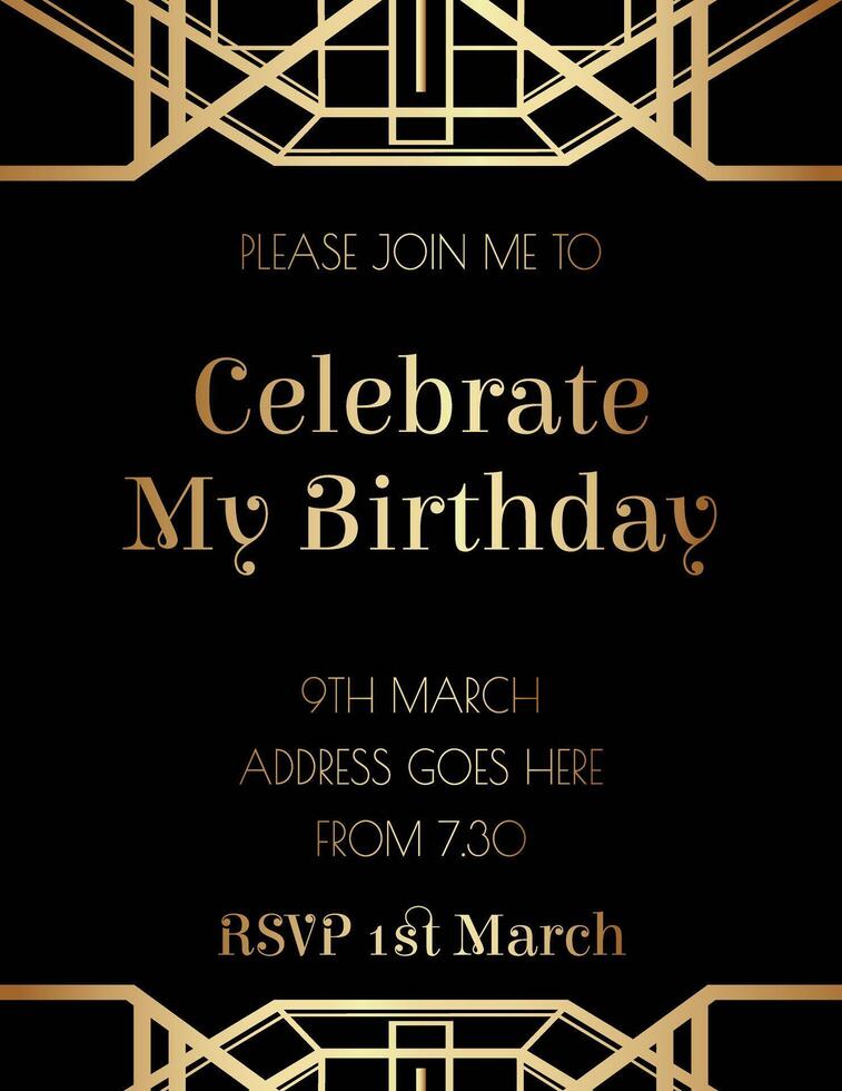 Gatsby Elegant Art Deco Invitation Design vector