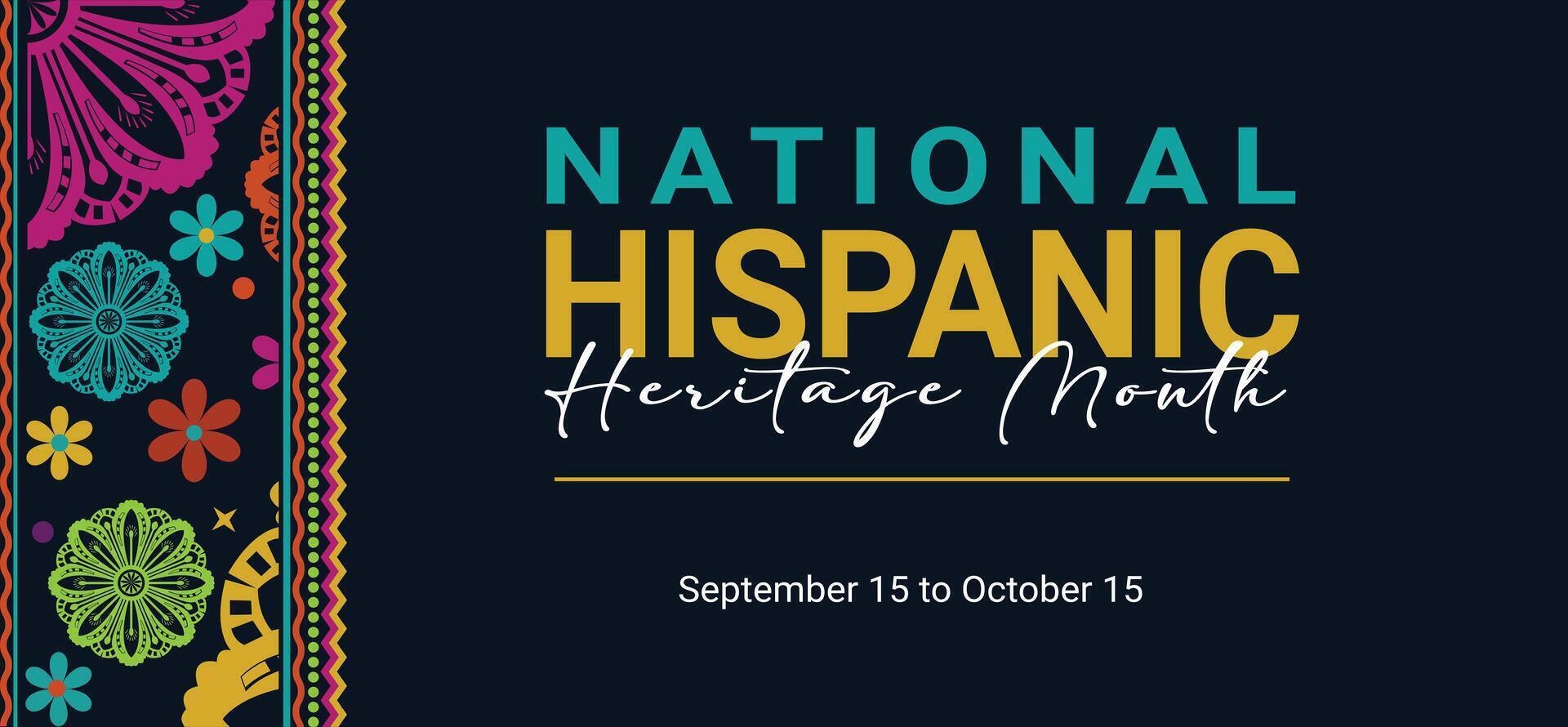 Hispanic heritage month web banner, poster card for social media, networks Greeting vector