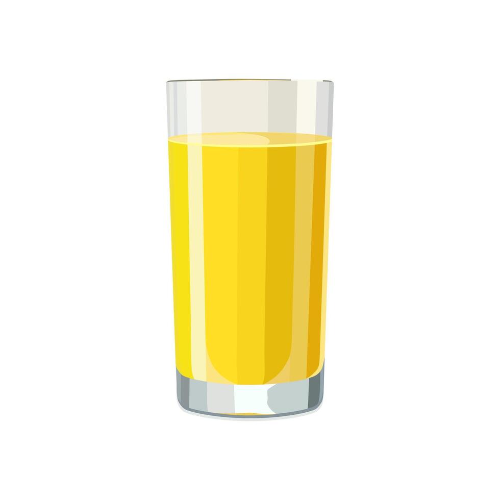 Full glass of yellow juice isolated on white background. illustration in flat style with drink. Clipart for card, banner, flyer, poster design vector