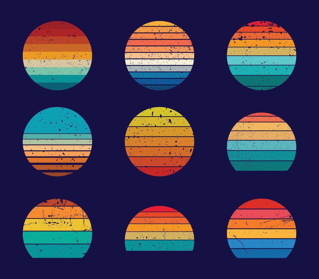 Retro vintage sunset design collection set for t-shirt design vector