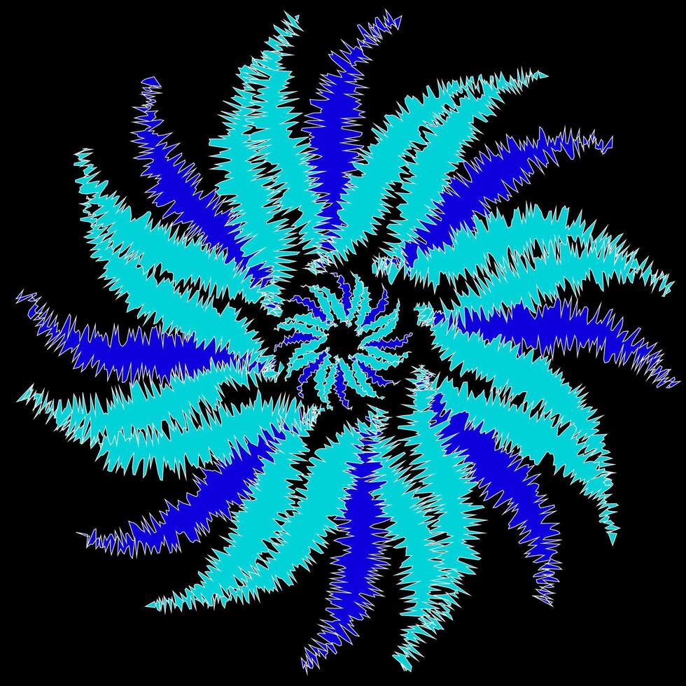 original redondo modelo en el formar de un azul flor en un negro antecedentes vector