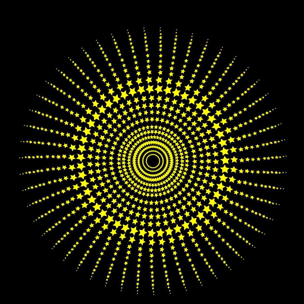 Round golden pattern in the form of a mandala on a black background vector