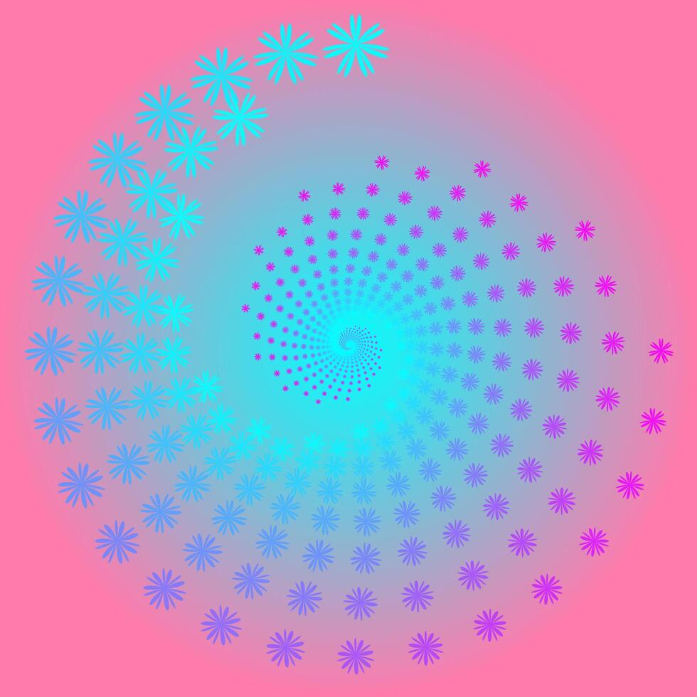 espiral modelo de azul flores en un rosado antecedentes vector