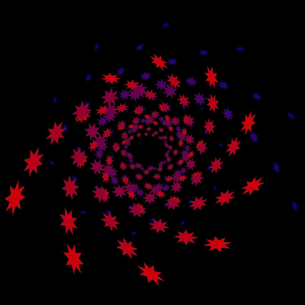 Round spiral in the form of multi-colored stars on a black background vector