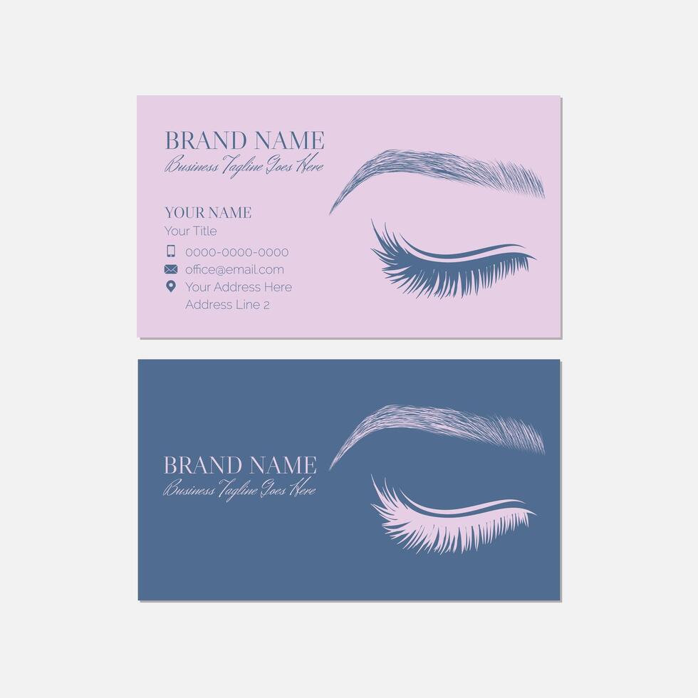 Eyebrows and Lashes Artist Pink and Blue Business Card Design Template vector