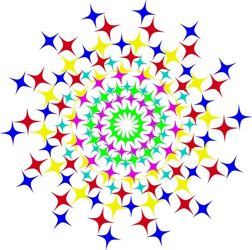 Spiral in the form of multi-colored stars on a white background vector