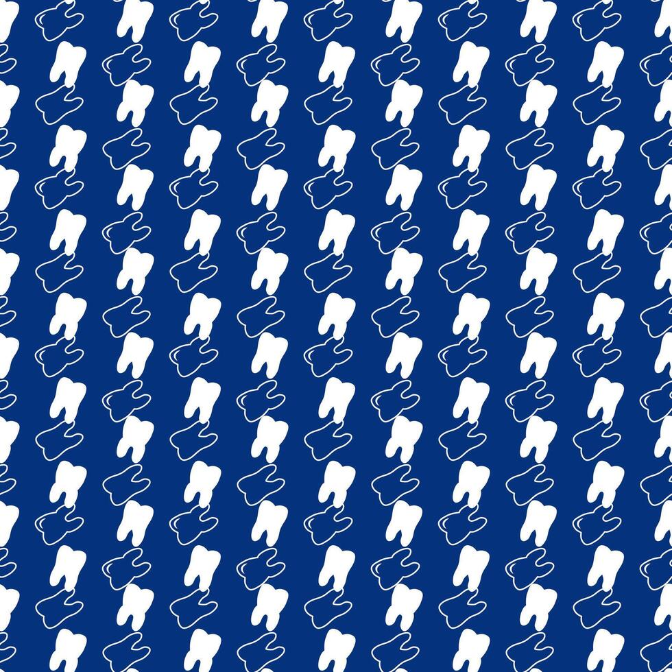 Dark Blue Dental Pattern Design with Teeth or Tooth vector