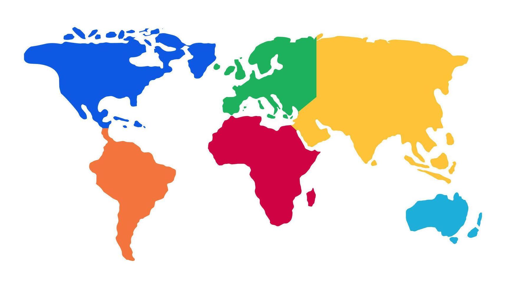 World Map with Color Continents Illustration for Children vector