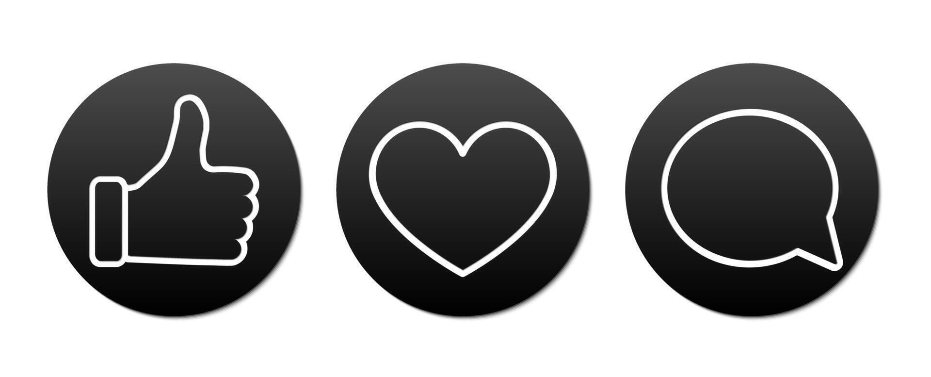 Thumbs Up, Like and Comment Social Media Icons vector