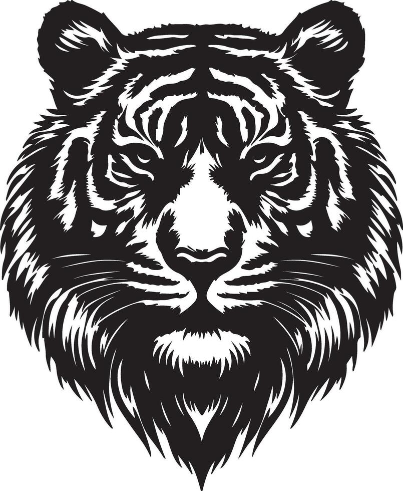 tiger head Silhouette illustration design vector