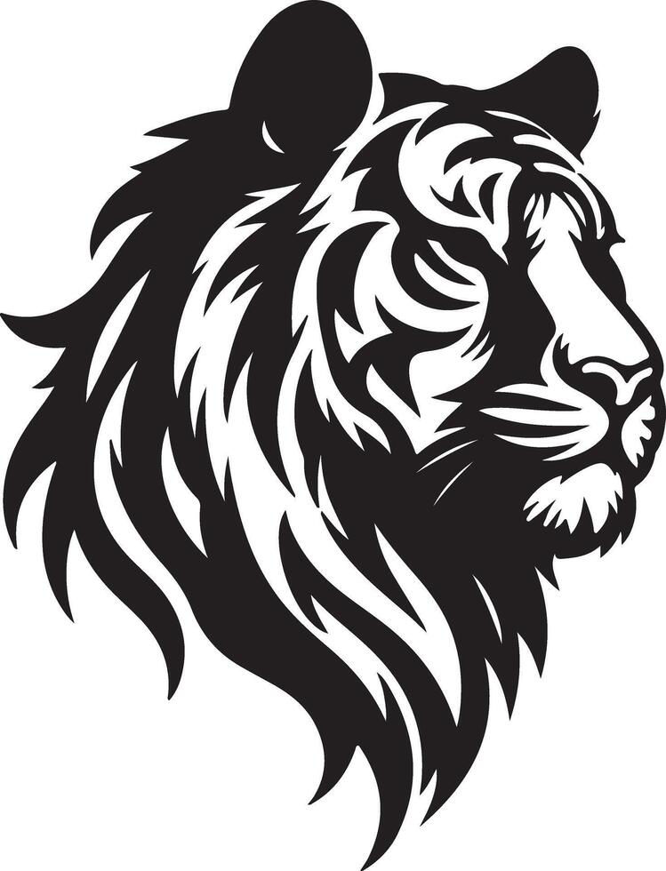 tiger head Silhouette illustration design vector