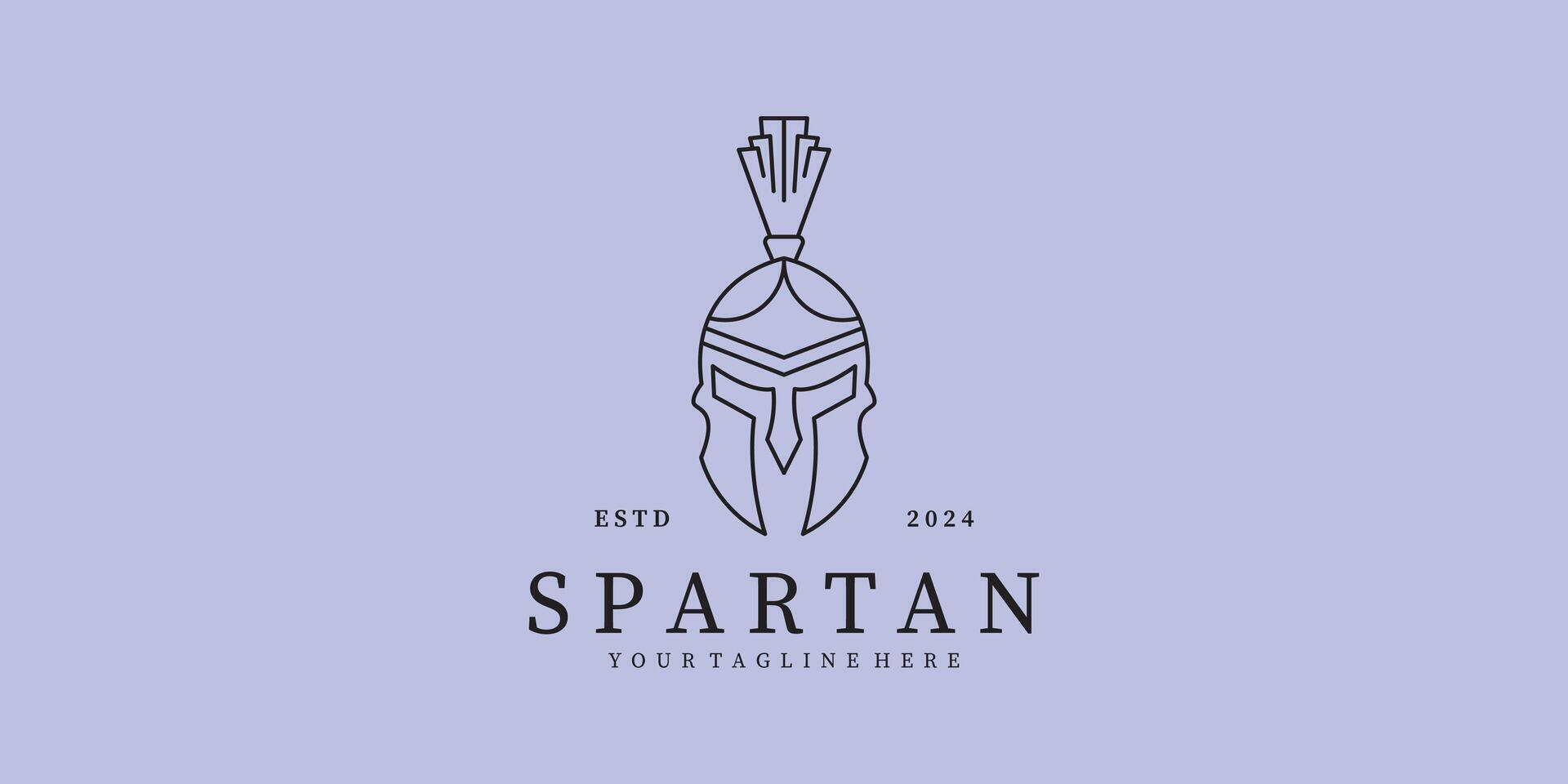 head spartan logo icon line art minimalist illustration design vector