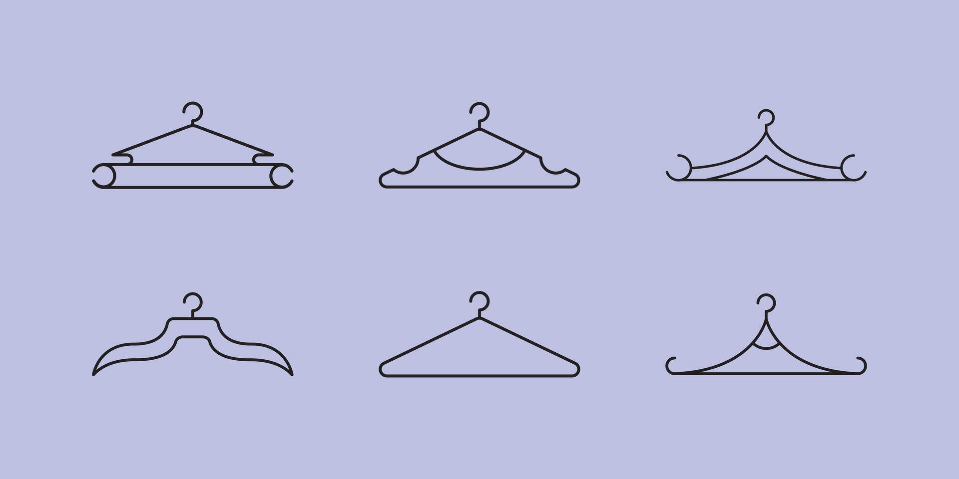 set collection of clothes hanger logo line art icon designs, minimalist hanger logo icon vector