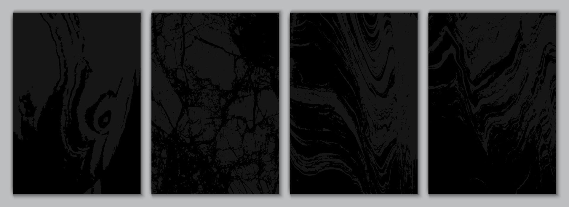 Black Marble Background Set. Dark Luxury Texture Collection vector