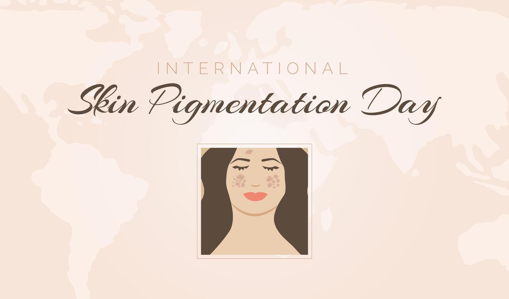 International Skin Pigmentation Day Background Design with Woman Face Illustration vector
