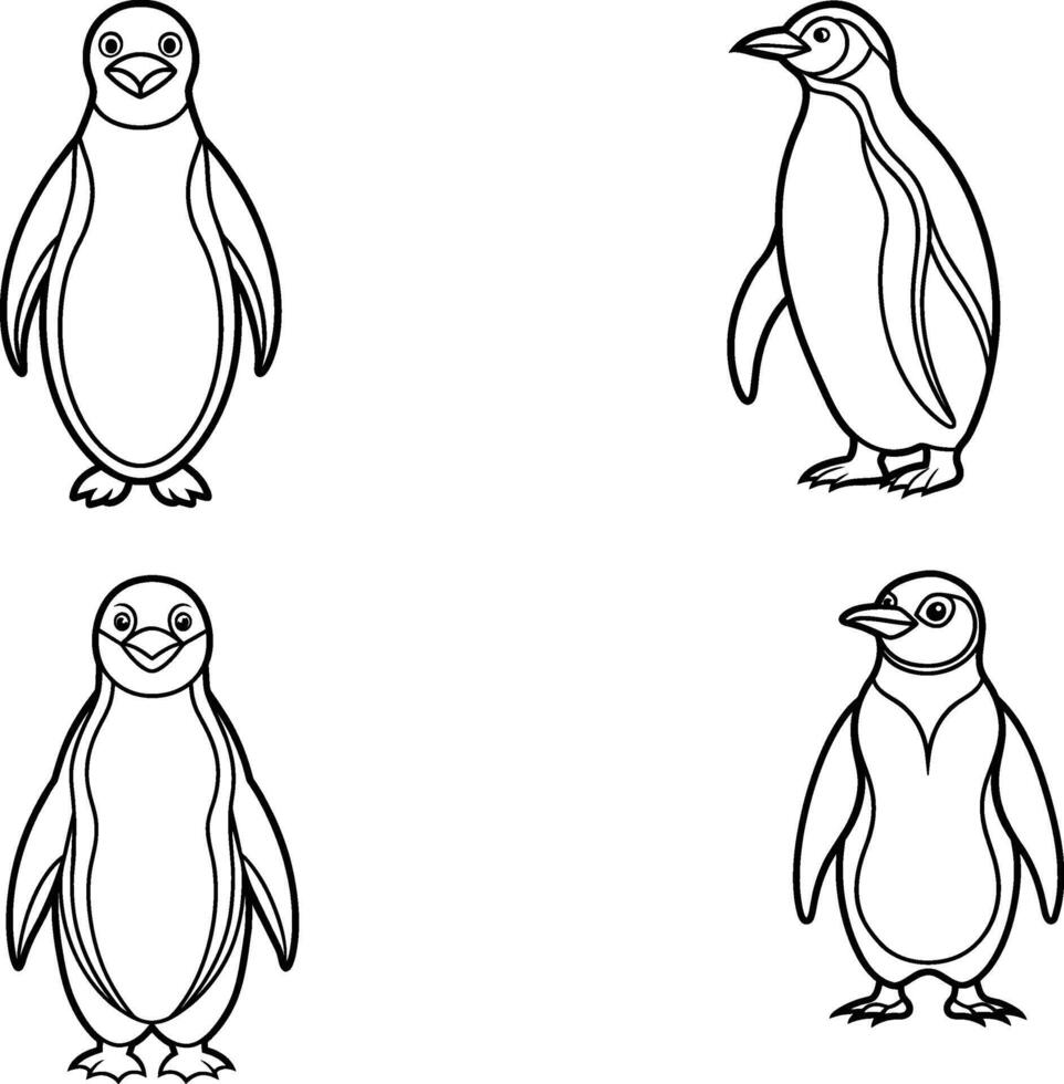 illustration of penguin isolated on white background. For kids coloring book. vector