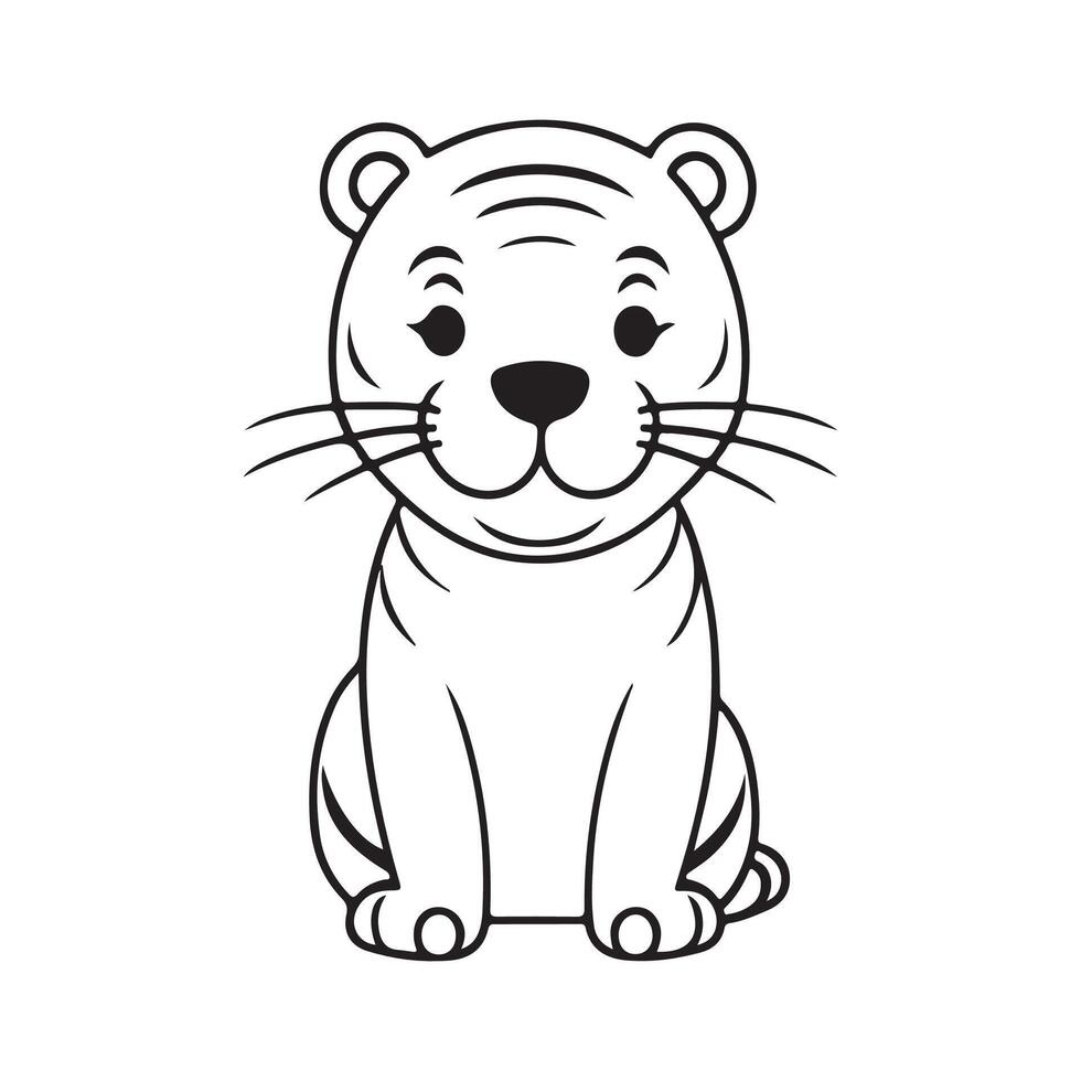 Tigre negro y blanco dibujos animados personaje diseño recopilación. blanco antecedentes. mascotas, animales vector