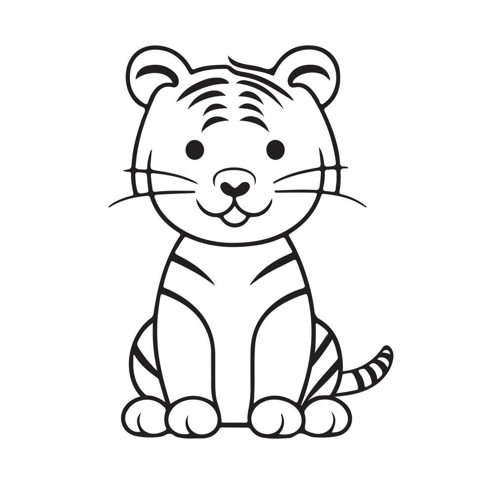 Tigre negro y blanco dibujos animados personaje diseño recopilación. blanco antecedentes. mascotas, animales vector