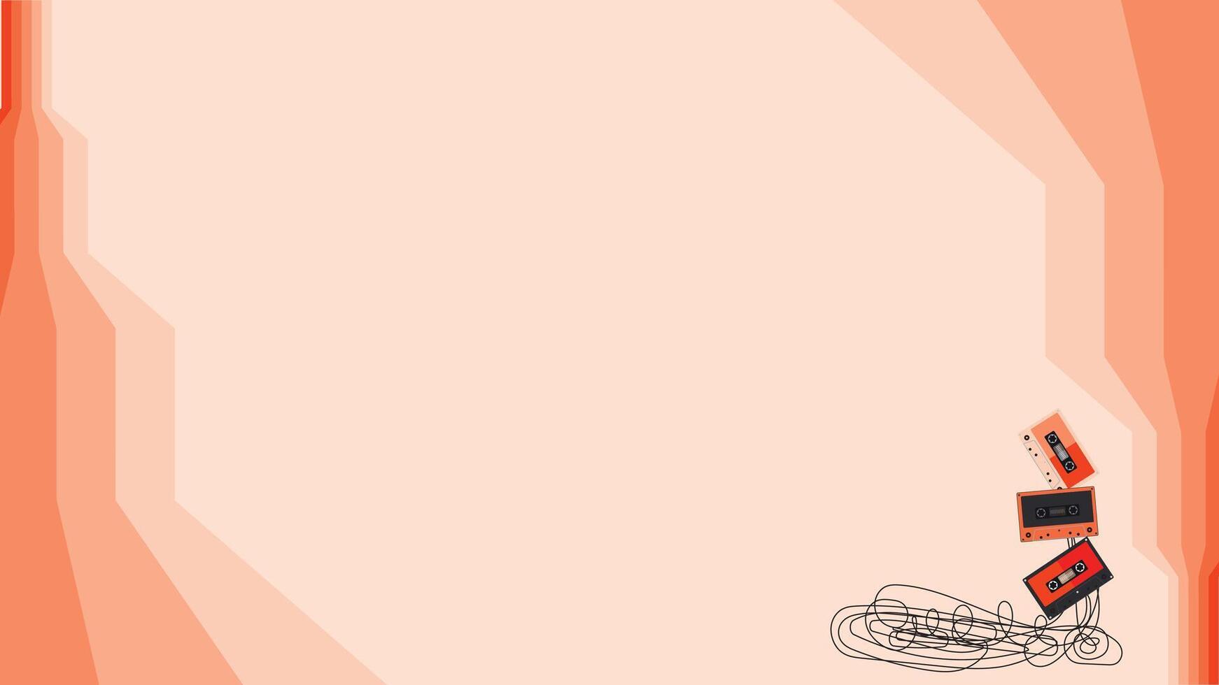 Retro wallpaper with audio cassette tapes isolated orange background.flat design background, suitable for vintage background, retro poster , retro banner vector