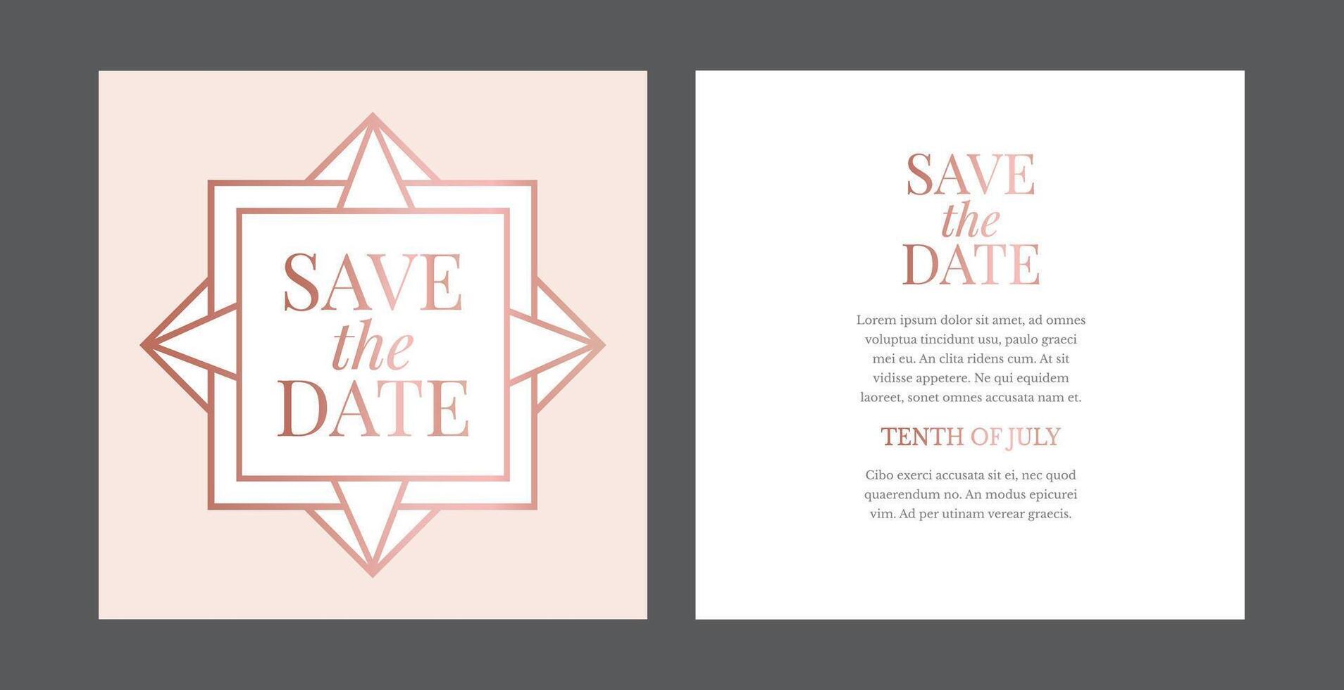 Rose Gold Pastel Save the Date Invitation vector