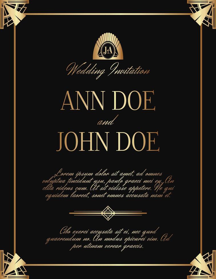 Art Deco Luxury Wedding Invitation vector