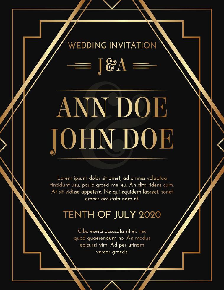 Geometric Gatsby Art Deco Style Marble Print Invitation Design vector