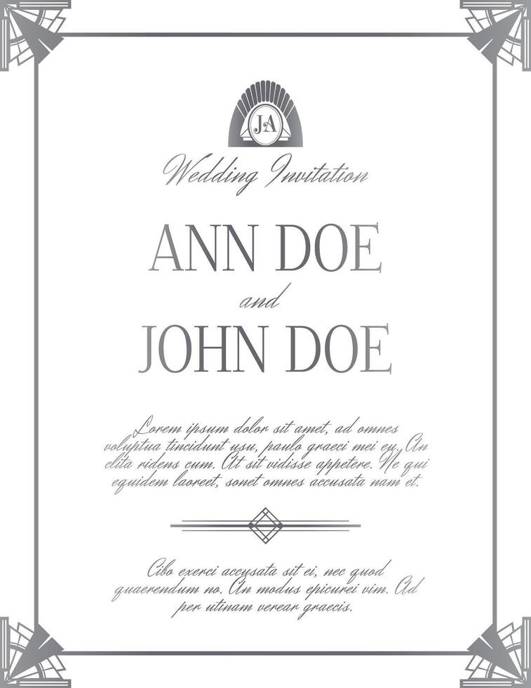 Art Deco Elegant Luxury Wedding Invitation vector