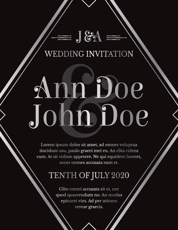 Geometric Gatsby Art Deco Style Marble Texture Invitation Design vector