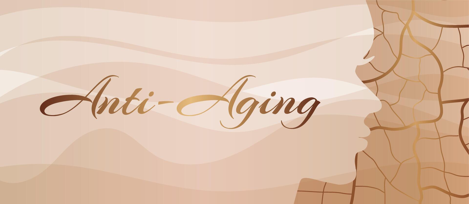 Anti-Aging Background Illustration with Woman's Face and Abstract Skin Texture vector