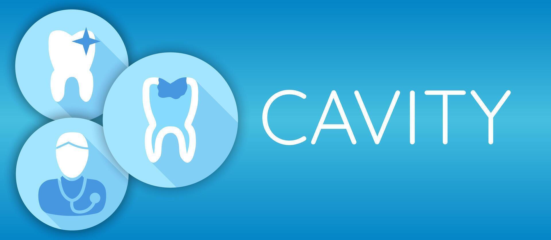Cavity Blue Background Illustration Banner with Icons vector