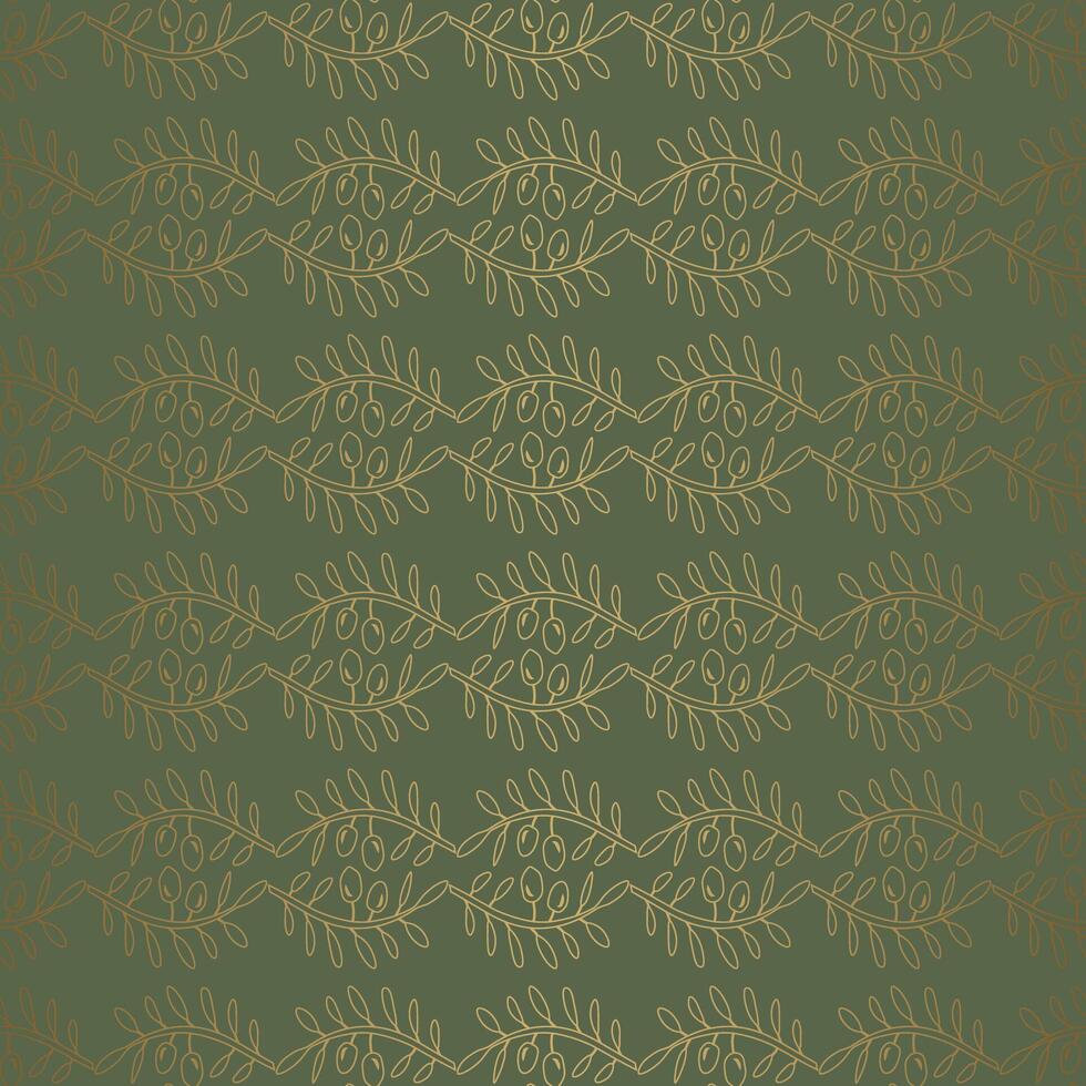 Olive Seamless Pattern Design in Green and Gold Color vector