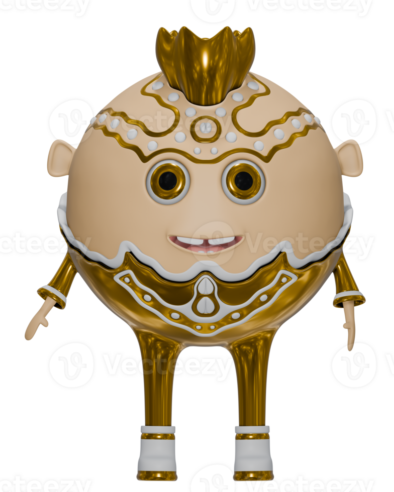 3D personage cartoon alien male king gold png