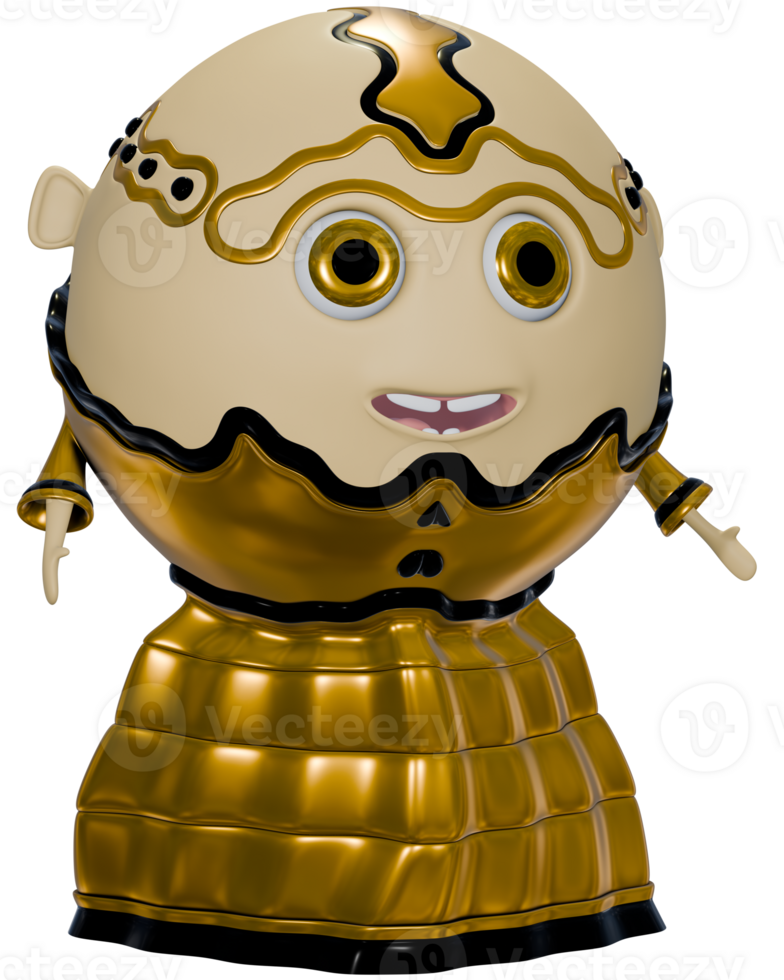 3D personage cartoon female queen gold png