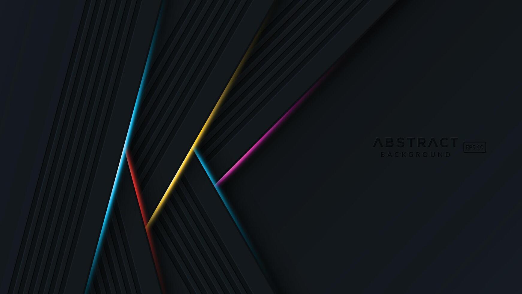 Luxury black abstract dimension background with colorful light vector
