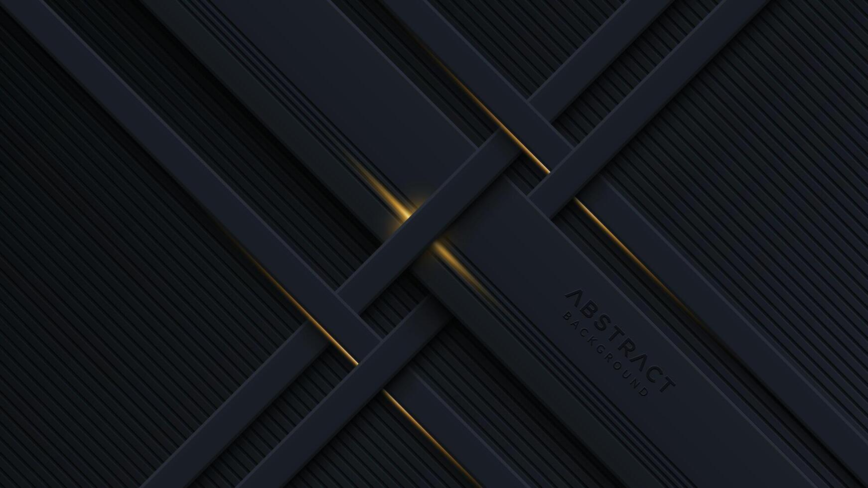 Abstract black background with diagonal golden lines vector