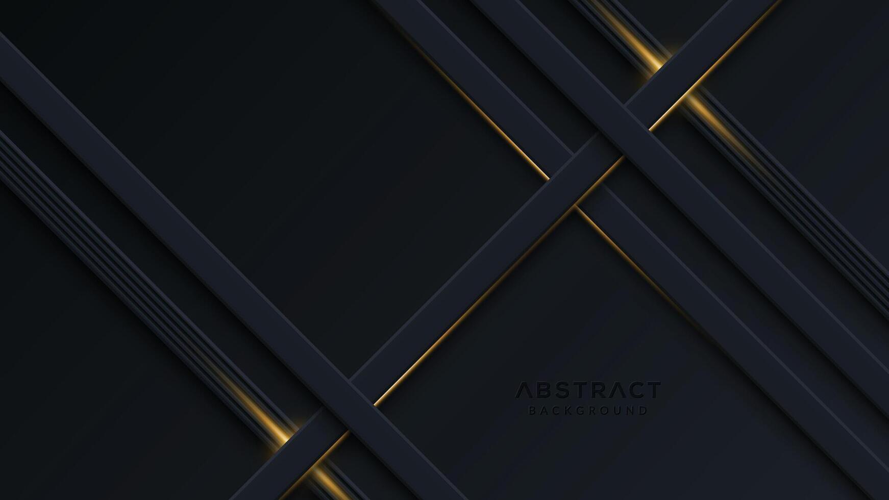 Abstract black background with diagonal golden lines vector